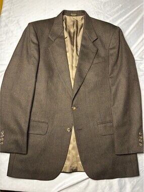 St. Michael Vintage Brown Houndstooth Wool Sport Coat Blazer